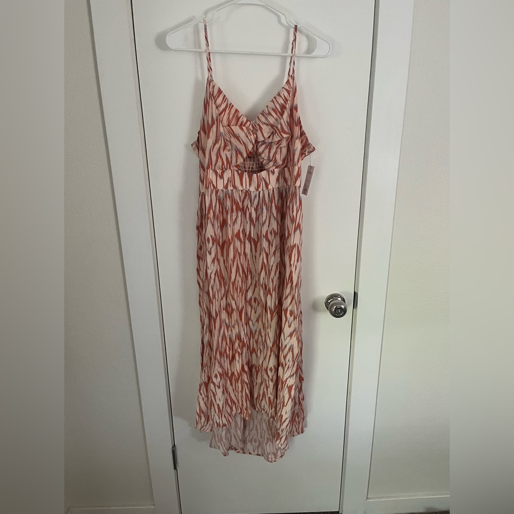 Nine West Orange and Cream High Low Dress